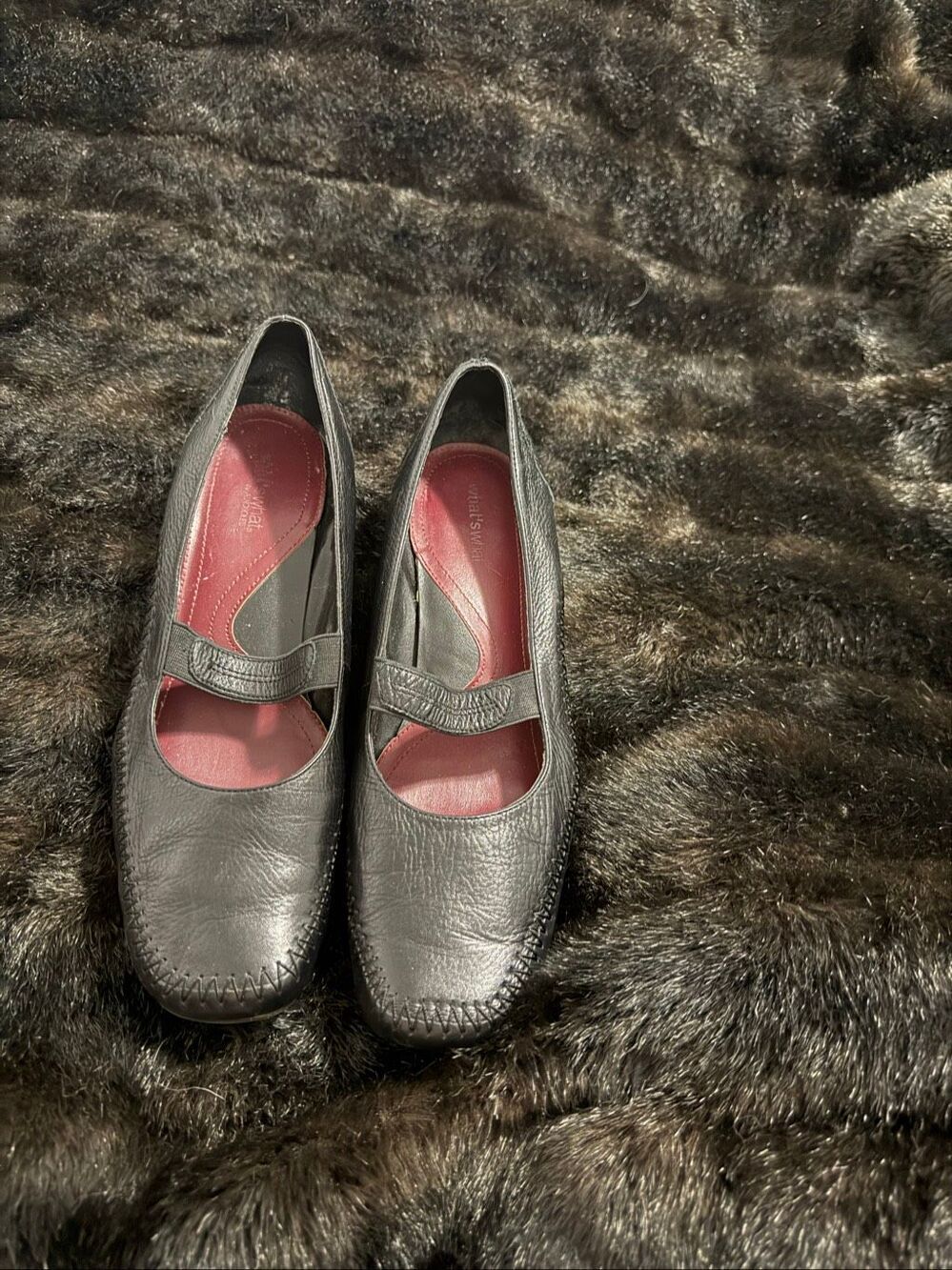 Whats What Aerosols black leather sqaure toe heels shoes 8.5 Mary jane - Picture 2 of 4